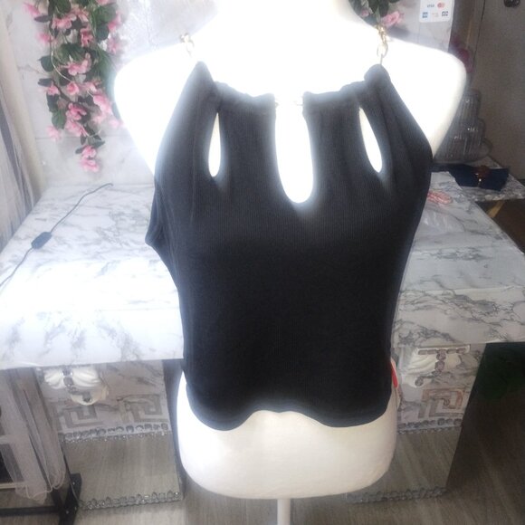 Cider Black woven scoop neak chain cami - Picture 1 of 6